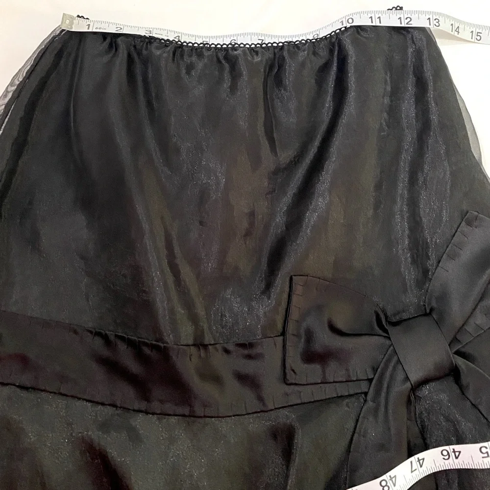 VINTAGE 90’s VICTOR COSTA Black Organza‎ Tulle Bow Detail A-Line Maxi Skirt SZ S